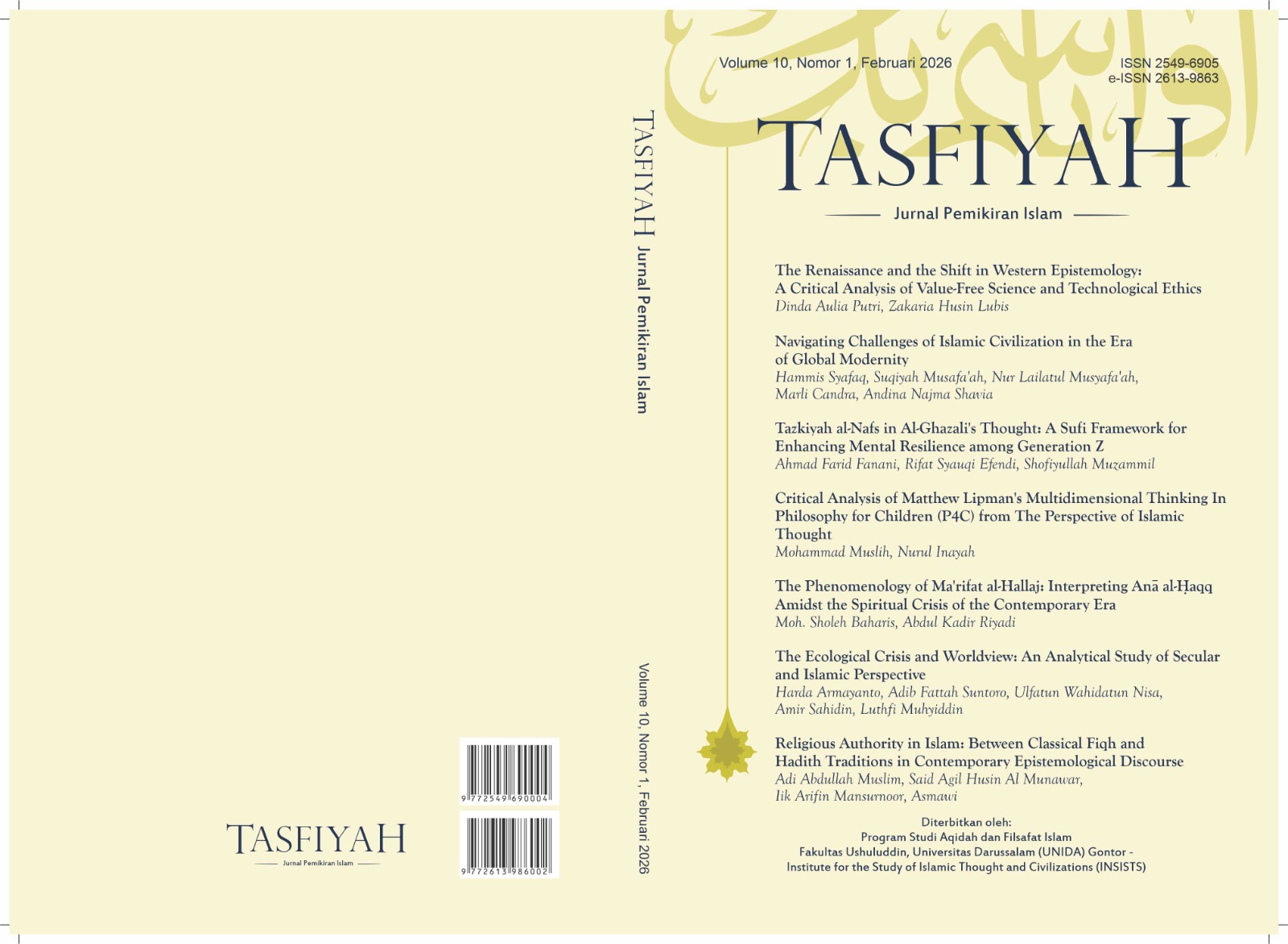 					View Vol. 10 No. 1 (2026): Tasfiyah: Jurnal Pemikiran Islam
				